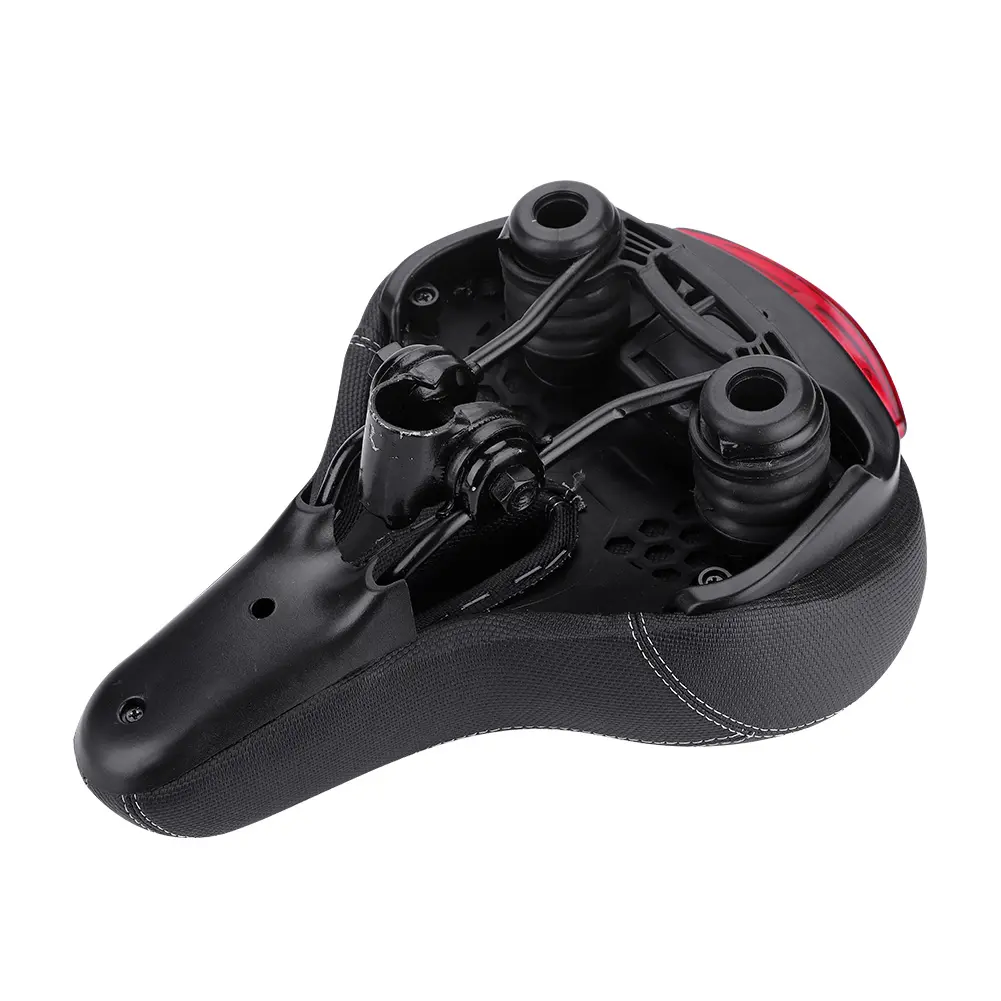 Bike Saddle with Tail Light Waterproof Shock Absorption Soft Comfortable Bike Seat Replacement for Mountain Road Bikes Accessory