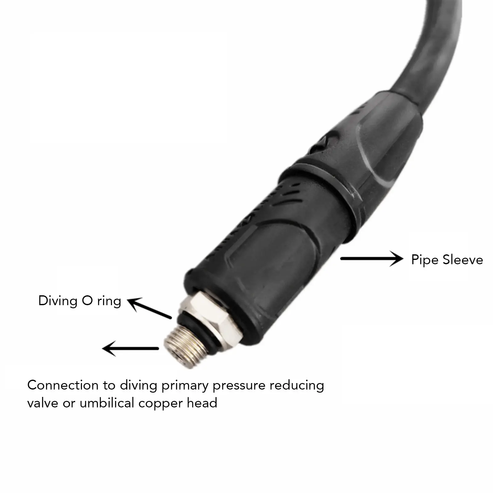 35.4in Diving Medium Pressure Hose PVC Aluminum Alloy Diving Second Stage Regulator Hose Diving Regulator Hose