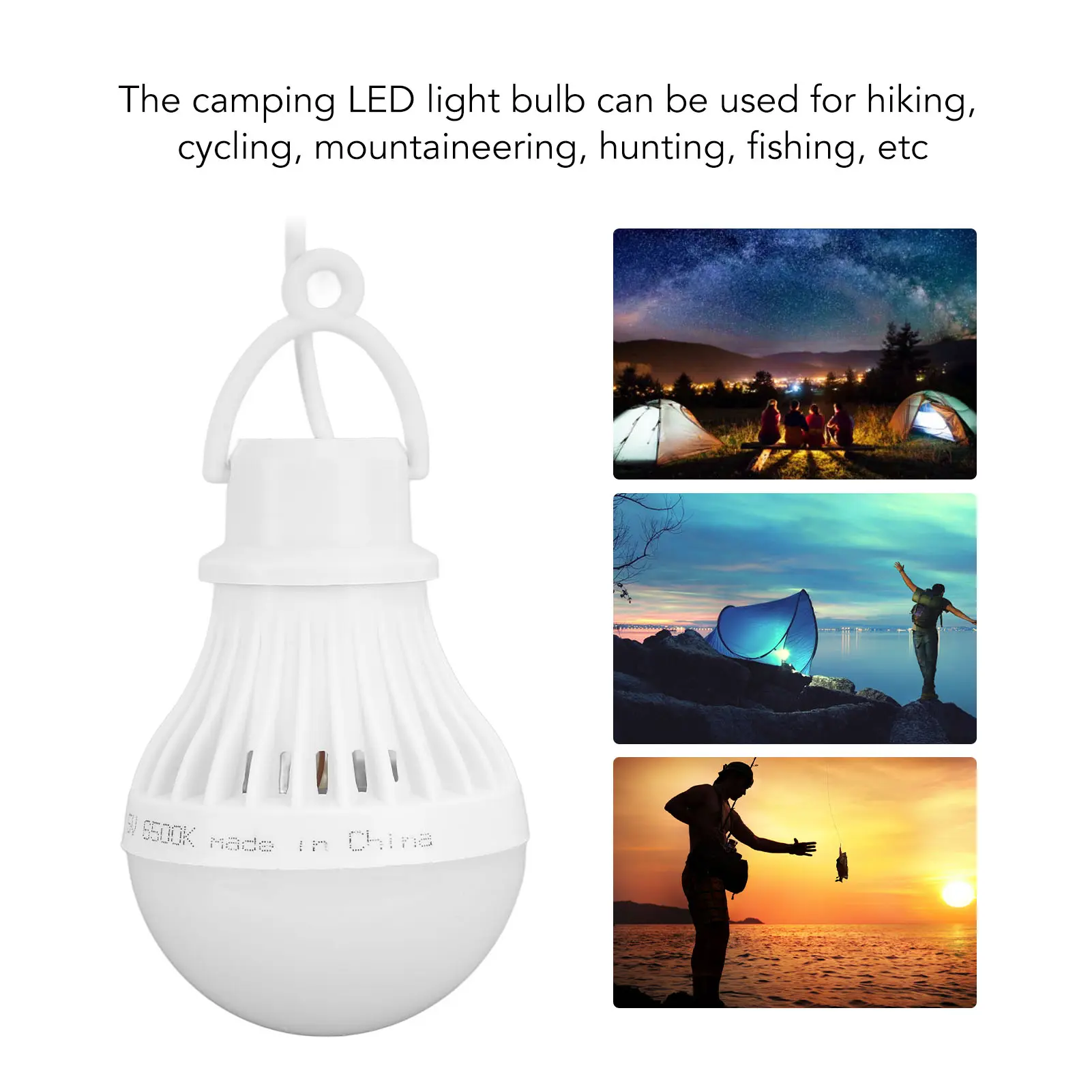 USB LED Camping Light Bulb Portable Lightweight High Brightness Plastic 5W USB Rechargeable Light Bulb for Hiking for Hunting
