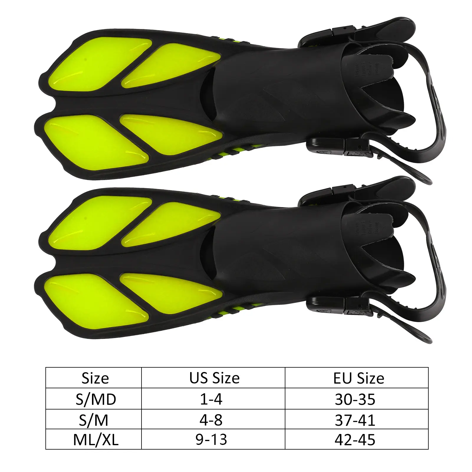 2Pcs Adjustable Swimming Fins Soft TPR PP Open Heel Long Diving Flippers for Snorkeling