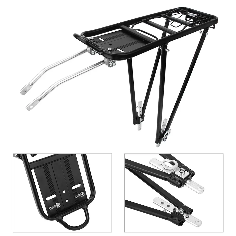Bike Rear Rack Aluminum alloy  Adjustable Bicycle Touring Carrier for Disc V Brake Mount for 24in 26in 28in Wheel Sizes