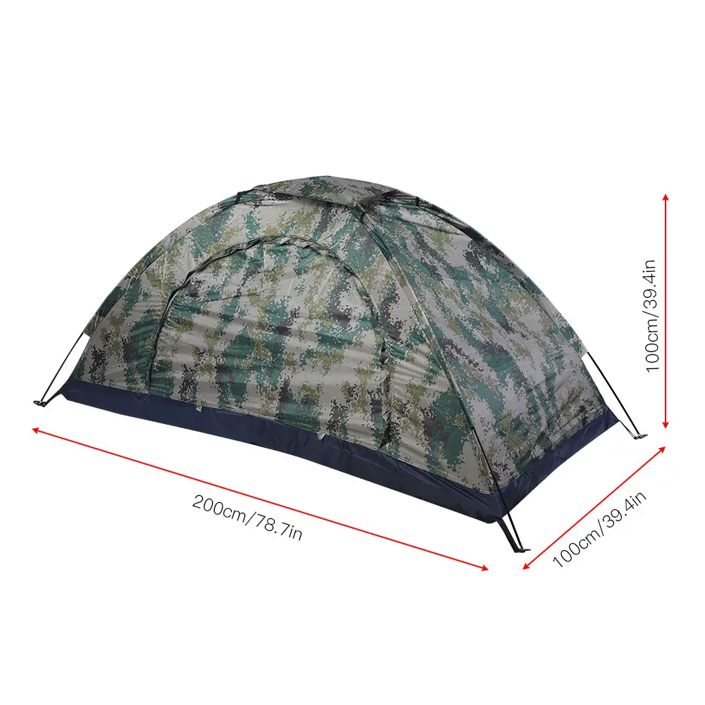 Outdoor Single Person Tent Oxford Cloth Waterproof Windproof Tent with Fiberglass Rod for Camping Fishing Climbing Camouflage