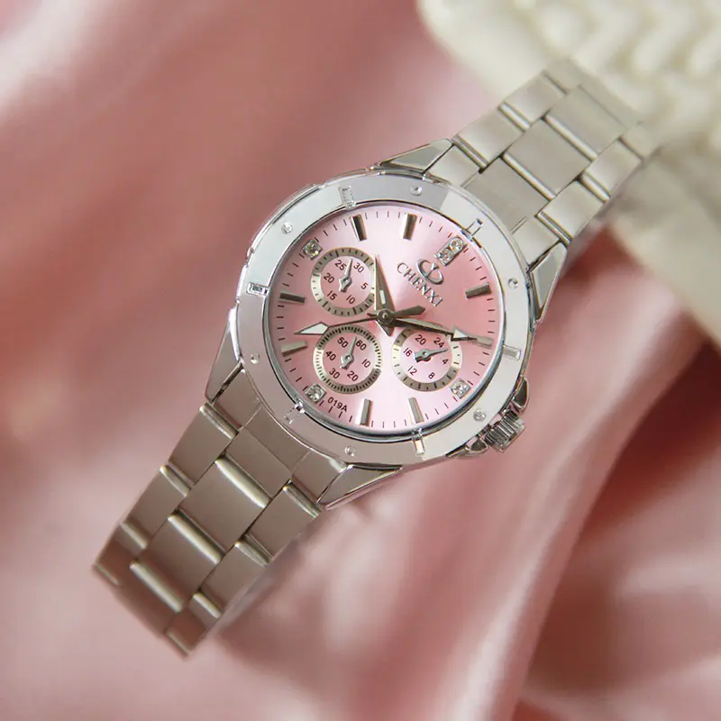 CHENXI Ladies Watches Silver Stainless Steel Wrist watch for Women Fashion Dress Quartz 5 Color Analog Casual Female Clock