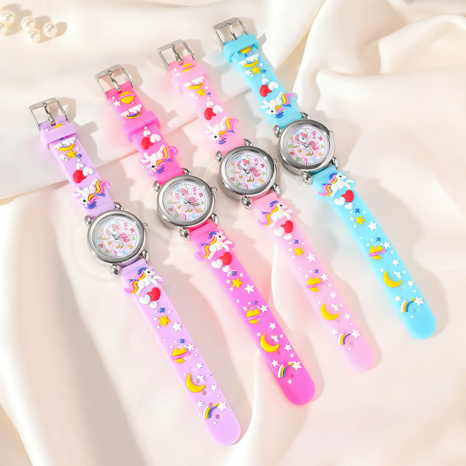 Fashion Cute Unicorn Children's watch Candy color Silicone band Cartoon watch Gift Student