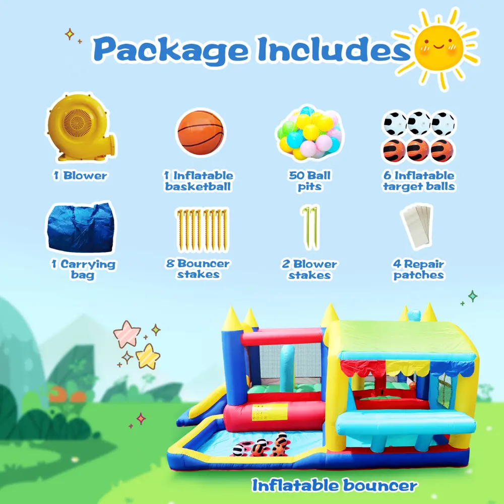 Christmas Jump 'n Slide Inflatable Bouncer for Kids Complete Setup with Blower-80"X 91"Play Area-55"Tall Inflatable Bounce House