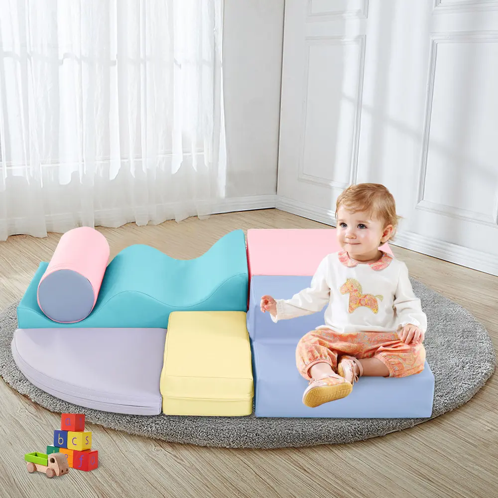Soft Climb and Crawl Foam Playset 6 in 1, Playground for Kids,Kids Crawling and Climbing Indoor Active Play Structure