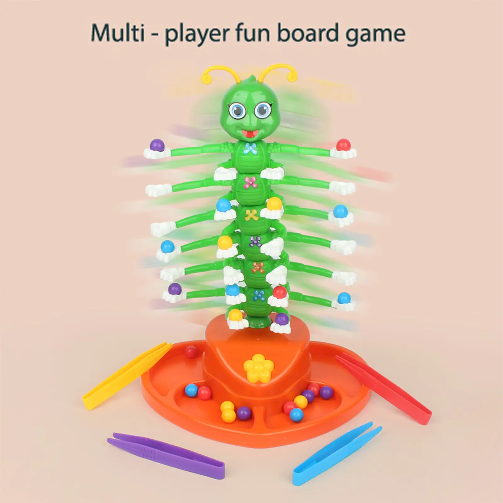 Electric Swing Dancing Fun Caterpillar Toy Novelty Party Board Game With Sound Effect Compete To Place Colorful Bead Puzzle Game