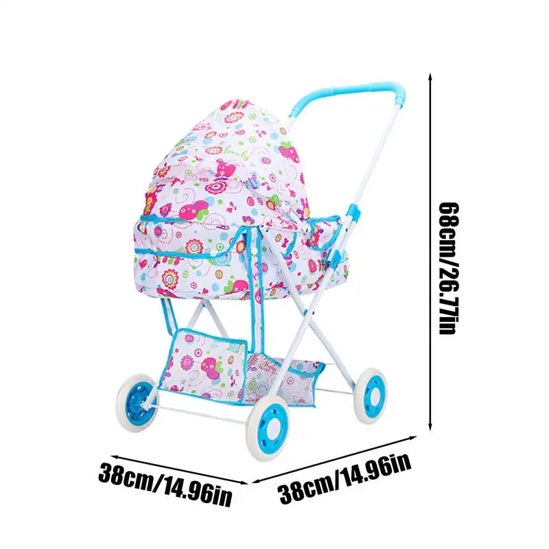 Doll Stroller Play Carriage Baby Doll High Chair High-Strength Frame Nursery Toy Stroller Realistic Pretend Play for Children's