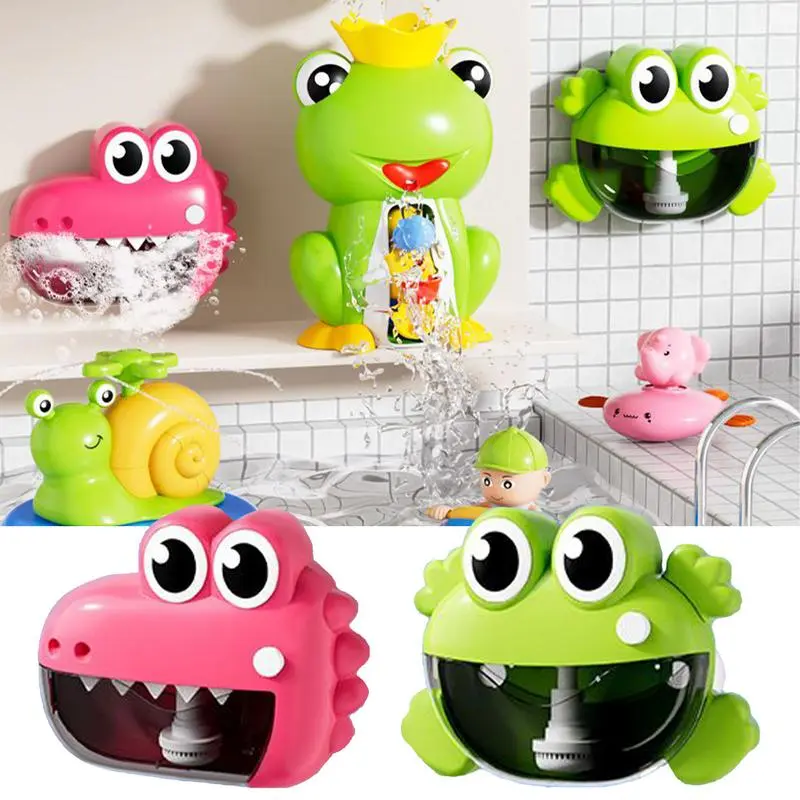 Bubble Maker for Bathtub Cute Frog Crocodile Bathing Toys Baby Bath Bubble Machine Bathtime Shower Toys Birthday Easter Basket