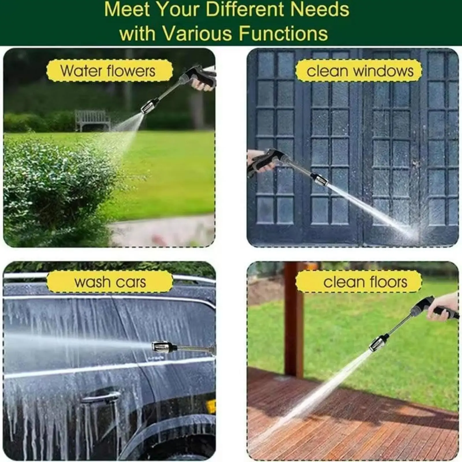 Handheld High Pressure Washer with 360° Rotating Garden Hose Pressure Power Washer Gun Waterblitz Turbowasher for Car Cleaning