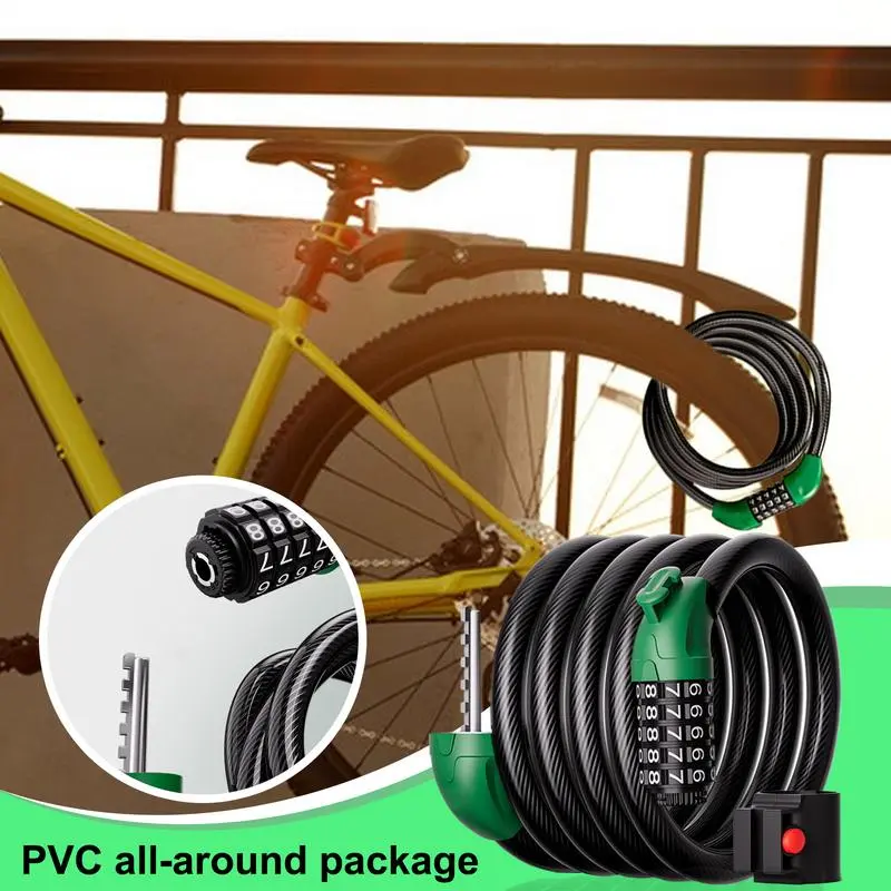 Combination Bike Lock Cable Scooter Lock 47-Inches 5 Digit Combination Anti Theft Accessories For Motorcycle Scooter Door Gate