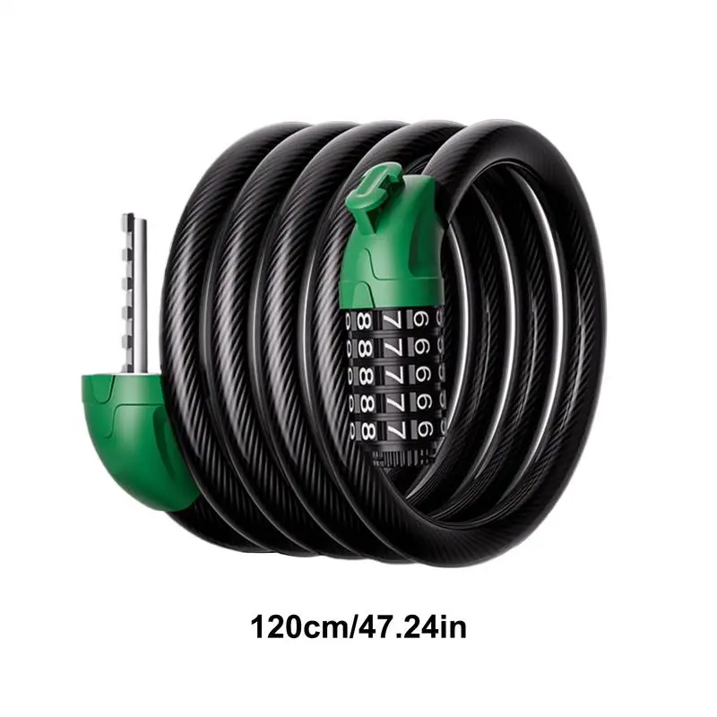 Combination Bike Lock Cable Scooter Lock 47-Inches 5 Digit Combination Anti Theft Accessories For Motorcycle Scooter Door Gate