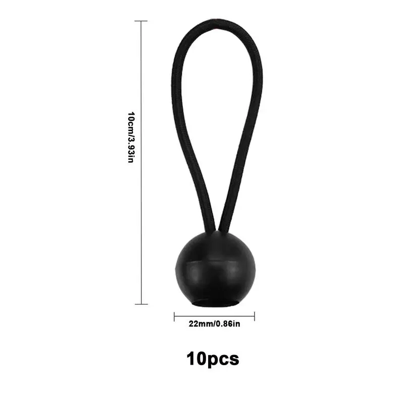 10 Pieces Elastic Tent Fix Cords Black Ball Bungee Loop Strap Tarpaulin Canopy Fixed Rope For Outdoor Camping