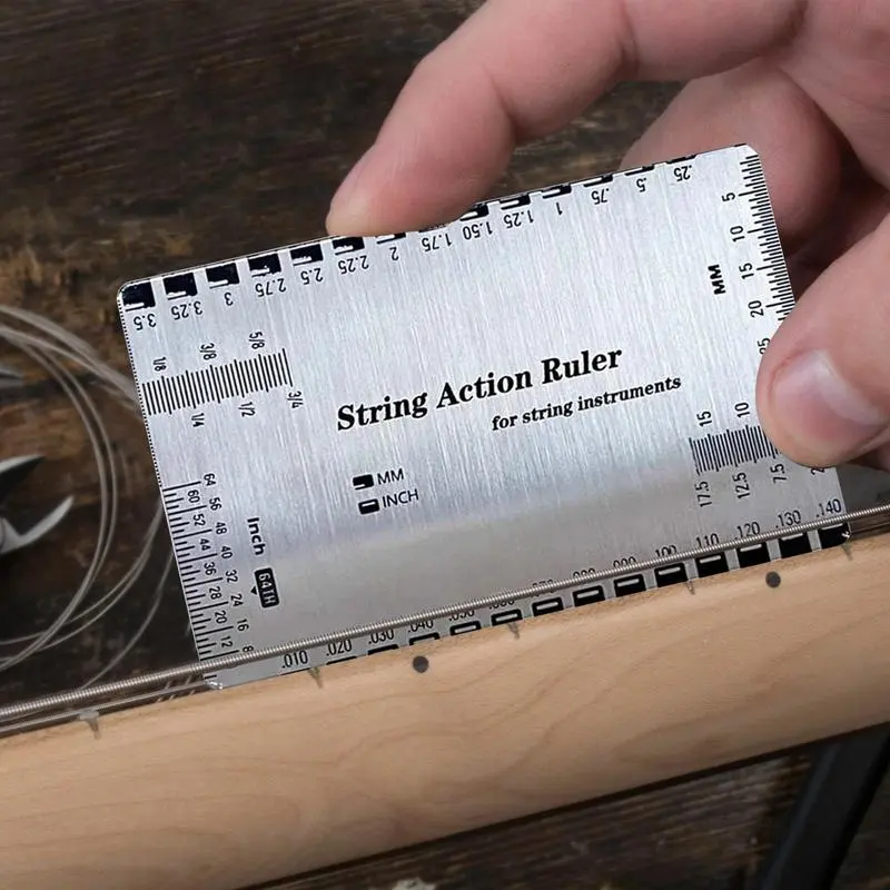 Guitar String Gauge Measuring Tool Measuring Tool String Height Gauge Multi-Functional Precision Action Ruler Bass Setup