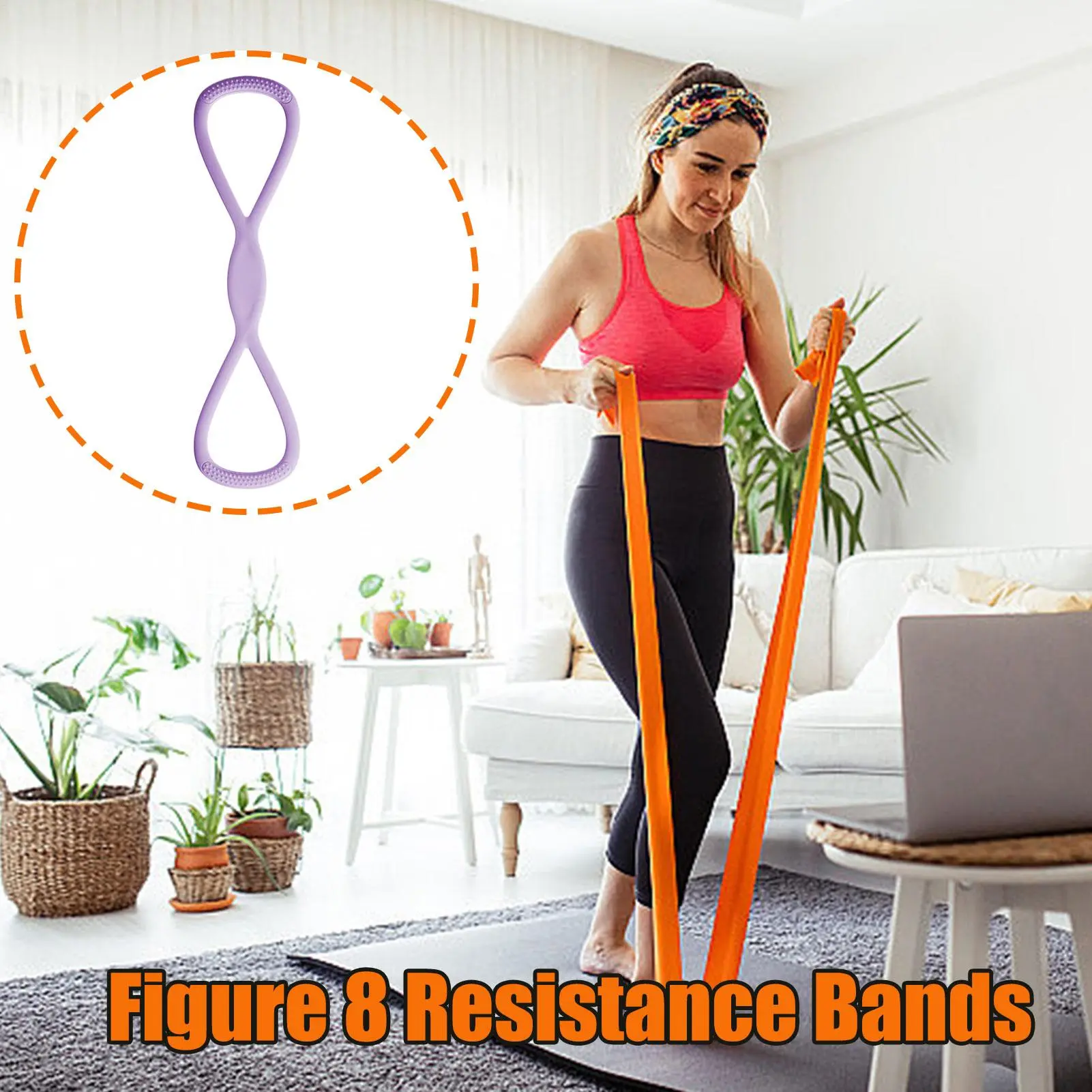 Exercise Bands With Handles Figure 8 Silicone Yoga Bands Strength Training Equipment For Upper Body Arm Back Shoulder Strength