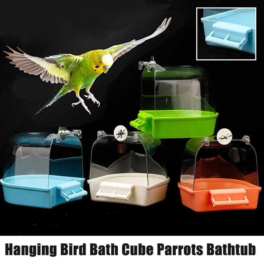 Hanging Bird Bath Box, Parakeet Shower Caged ,Parrot Bath Box Bird For Pet Brids For Canary, Budgerigar, Cockatiel,Parrots