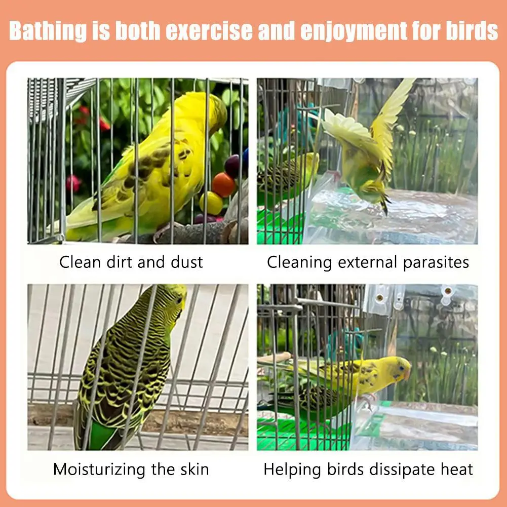 Hanging Bird Bath Box, Parakeet Shower Caged ,Parrot Bath Box Bird For Pet Brids For Canary, Budgerigar, Cockatiel,Parrots