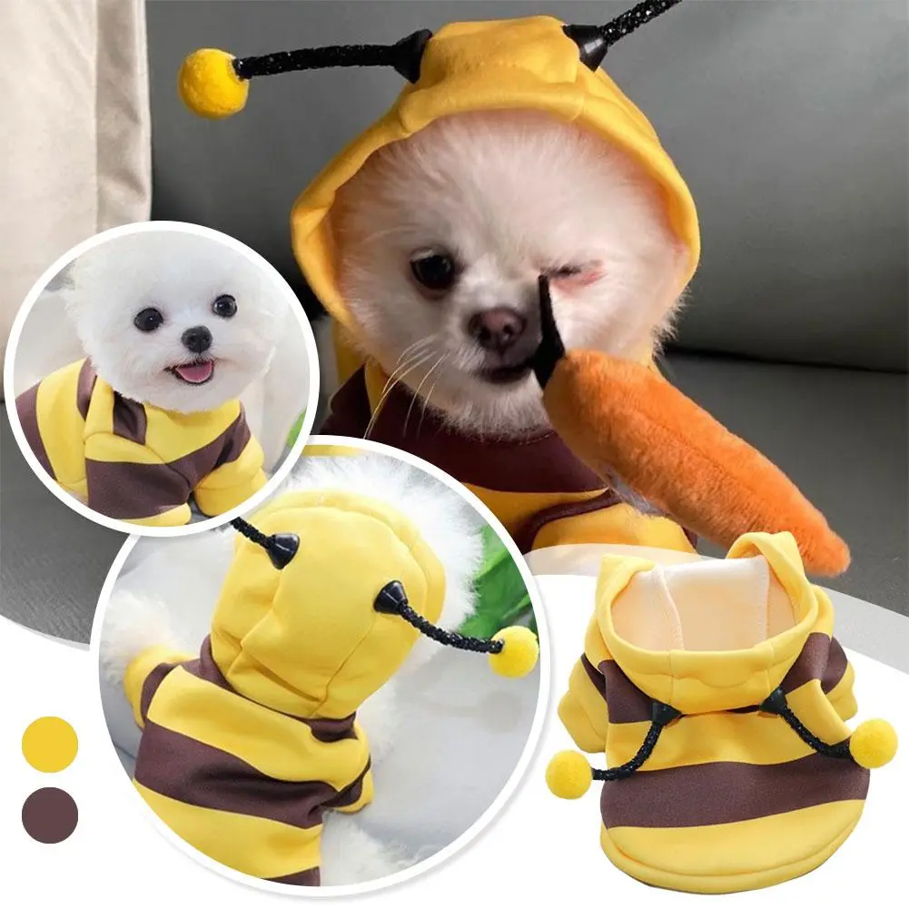 Pet Yellow Costume Honey Bee Role Play Hoodie with Buckle or Not Dogs Cats Party Cosplay Funny Outfit Clothes Dog Hoodies