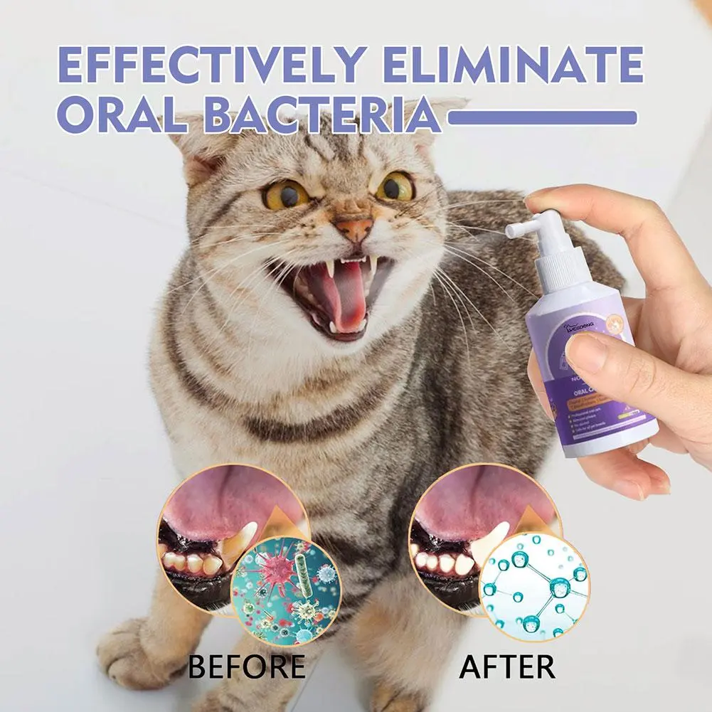50ml Pet Oral Cleanse Spray Dogs Cats Teeth Clean Deodorant Breath Calculus Kitten Bad Remove Prevent Pet Supplies