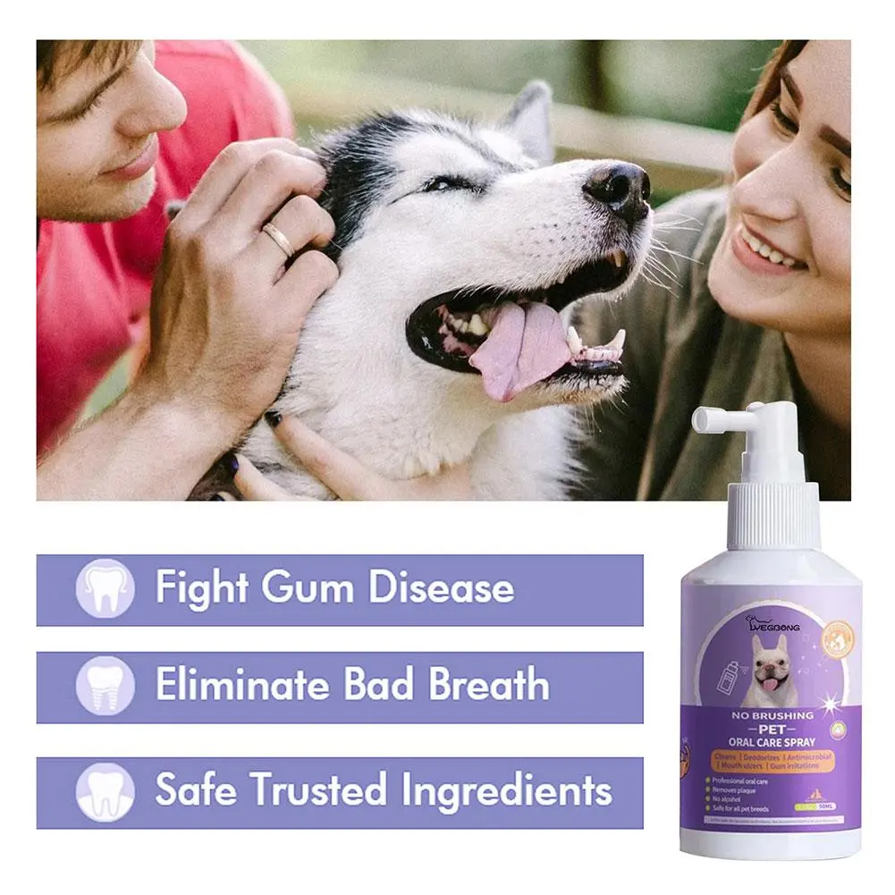 50ml Pet Oral Cleanse Spray Dogs Cats Teeth Clean Deodorant Breath Calculus Kitten Bad Remove Prevent Pet Supplies