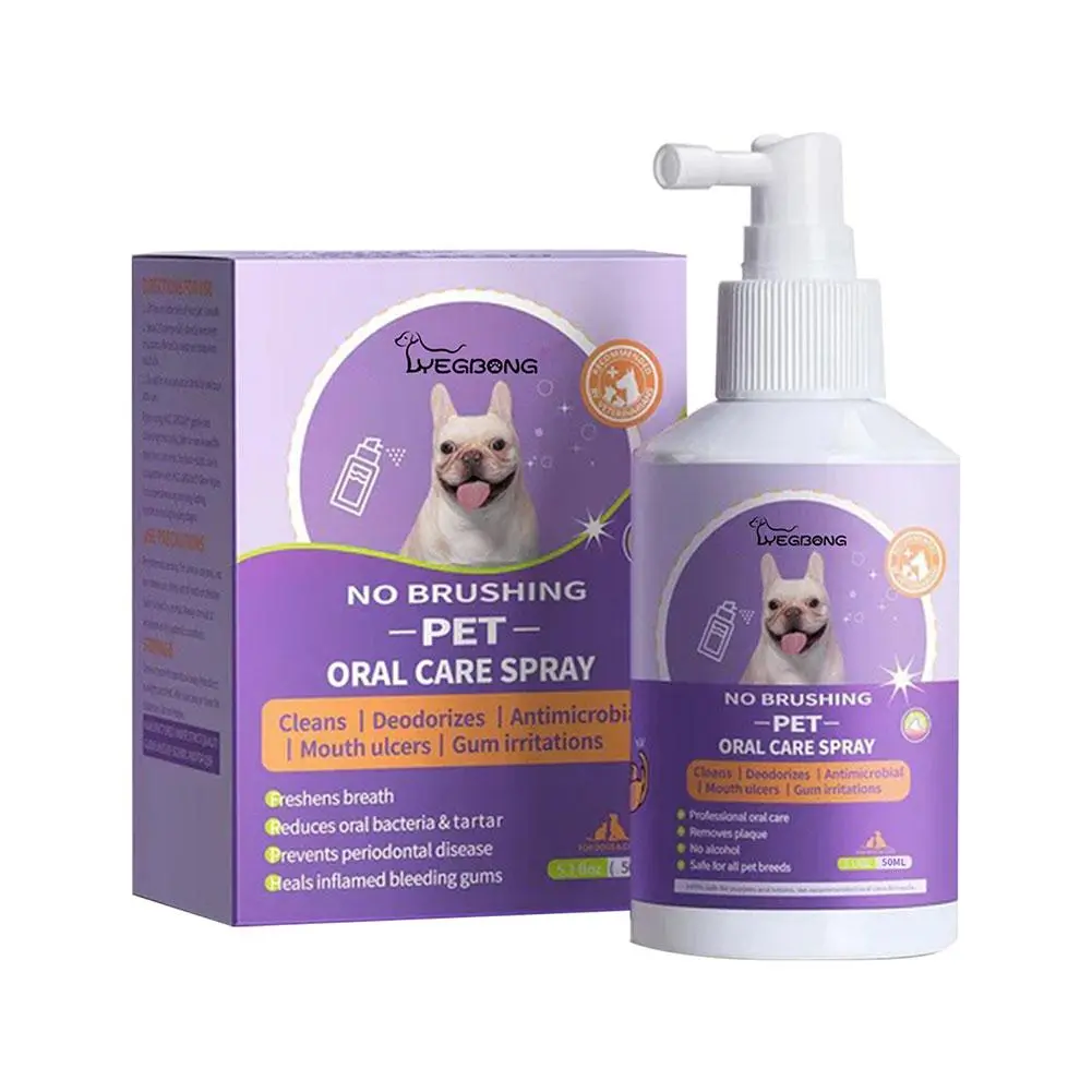 50ml Pet Oral Cleanse Spray Dogs Cats Teeth Clean Deodorant Breath Calculus Kitten Bad Remove Prevent Pet Supplies