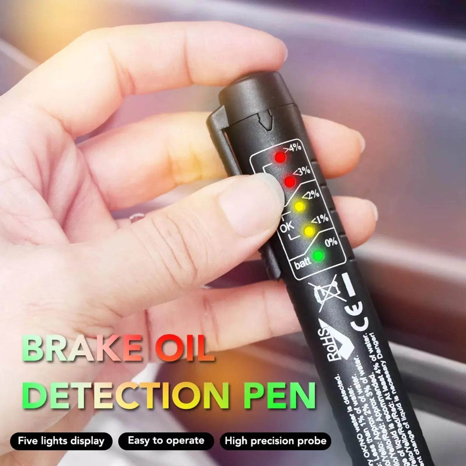 Brake Fluid Tester Auto Car Brake Liquid Digital Tester For DOT3/DOT4/DOT5.1 Accurate Oil Quality Check Pen Sound Light Alarm