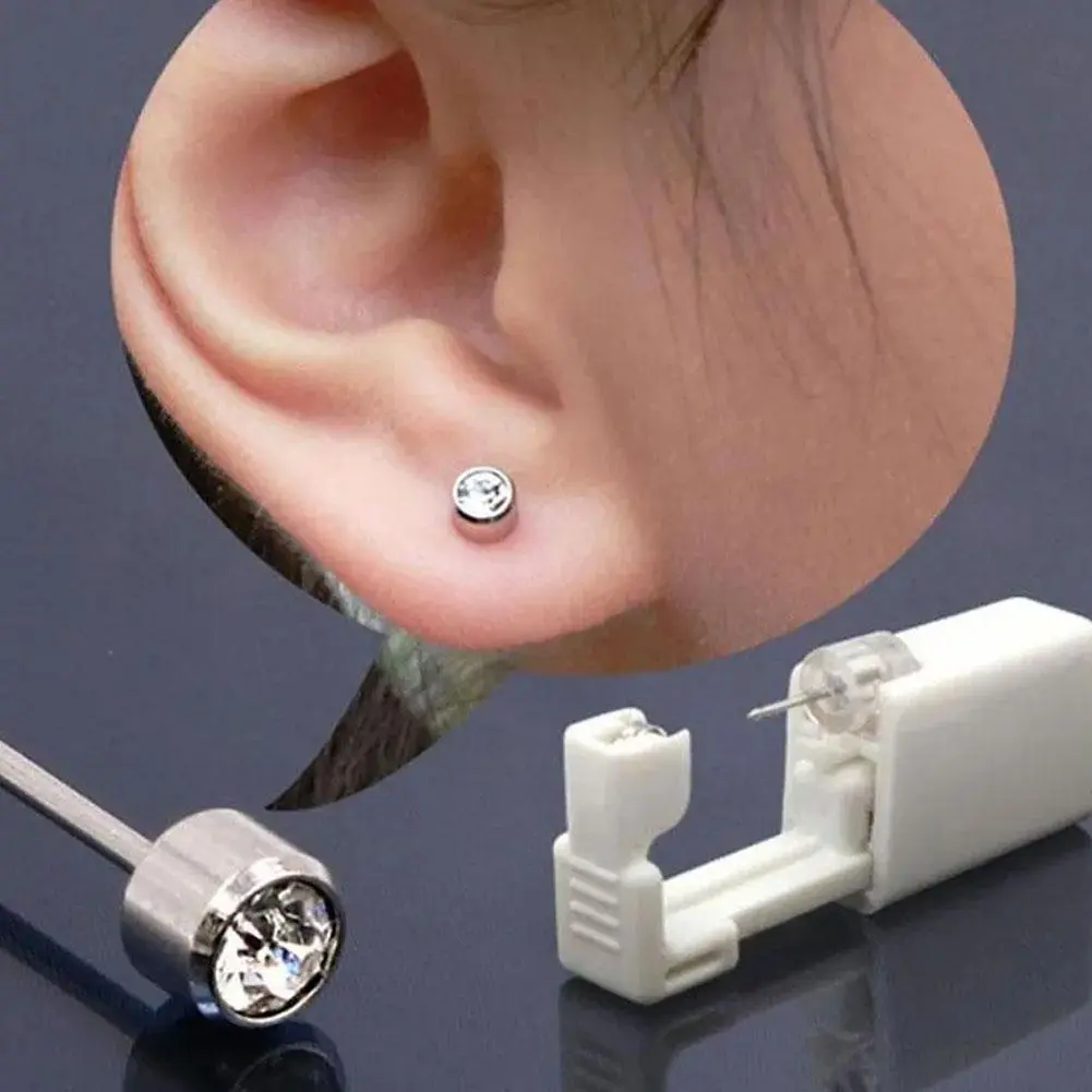 1PC Disposable Sterile Ear Piercing Unit Cartilage Tragus Helix Self Piercing Gun NO PAIN Piercer Tool Kit Machine With Earrings