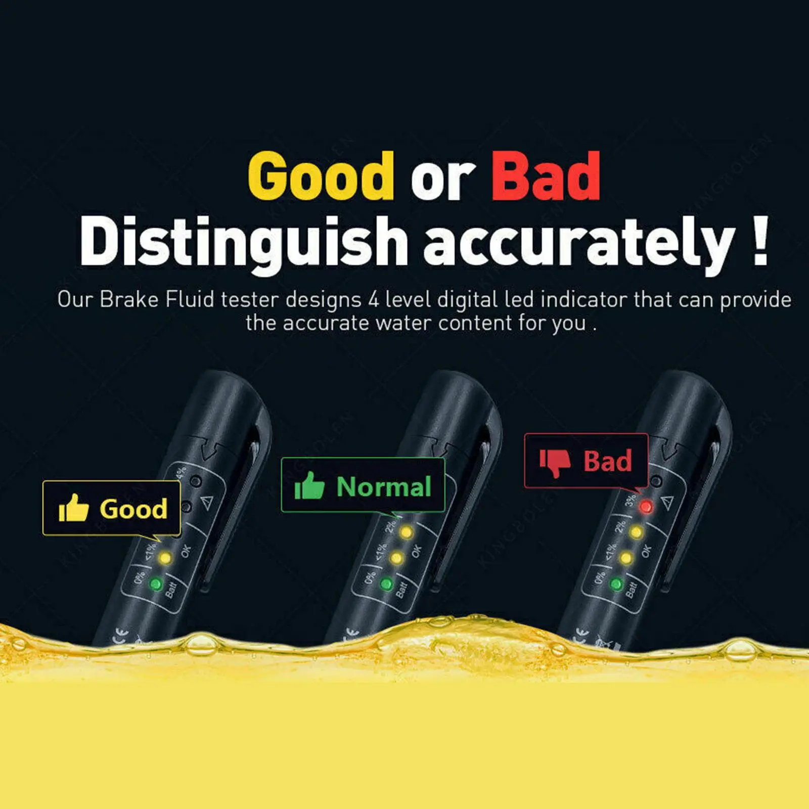 Brake Fluid Tester Auto Car Brake Liquid Digital Tester For DOT3/DOT4/DOT5.1 Accurate Oil Quality Check Pen Sound Light Alarm