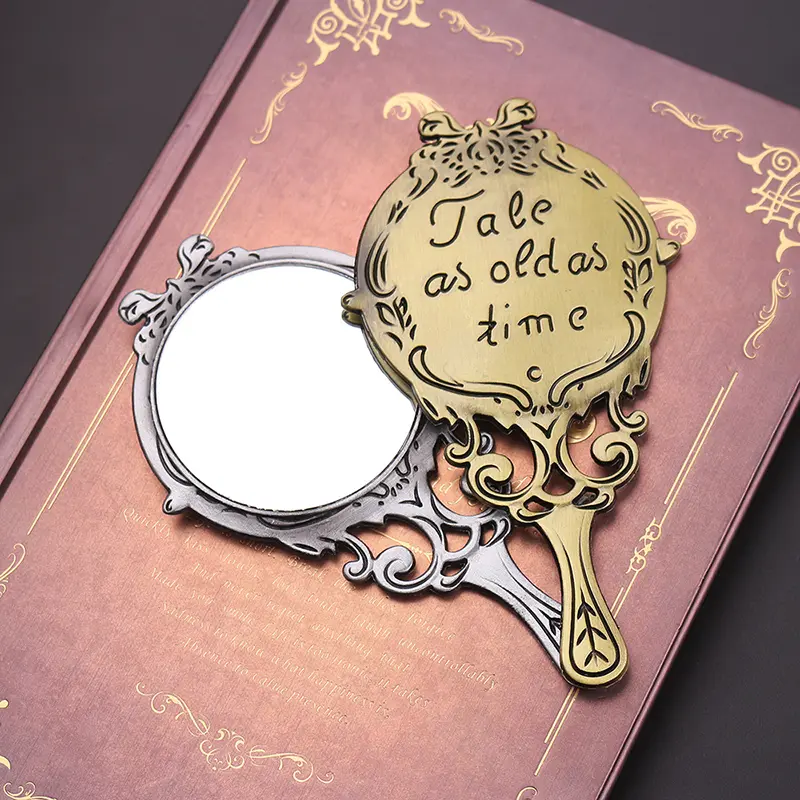 Retro Handheld Mirrors Makeup Mirror Hollow  Cosmetic Compact Mirror for Women