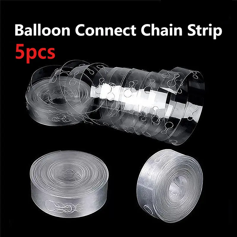 5pcs Balloon Chain Balloon Connect Chain Strip Double Hole Chain Strap Clips Balloon Accessories Party Decoration Wedding Decor