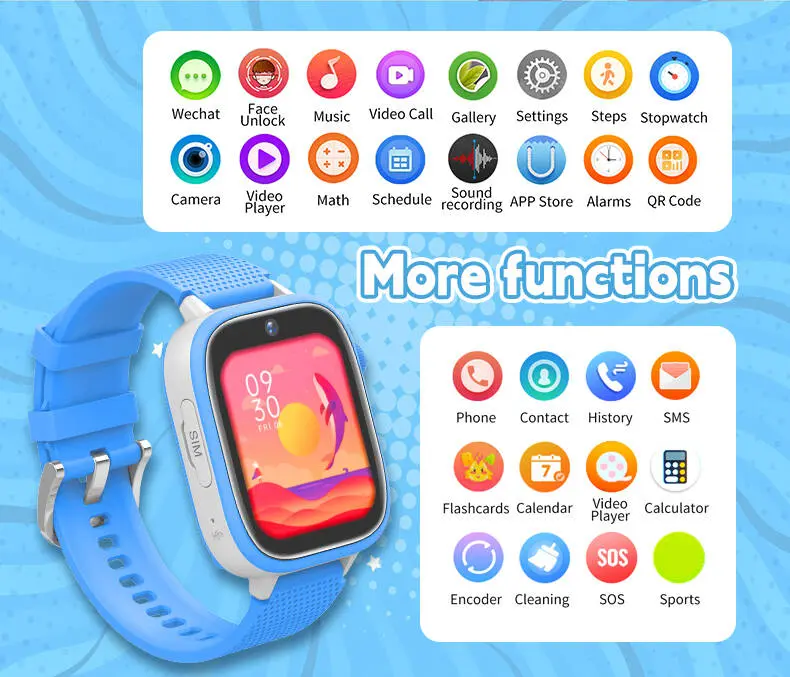 8GB Smart Watch Kids 4G GPS WiFi SOS Location Tracker Music Video Call Clock Children Smartwatch Camera for Boys Girls Gifts
