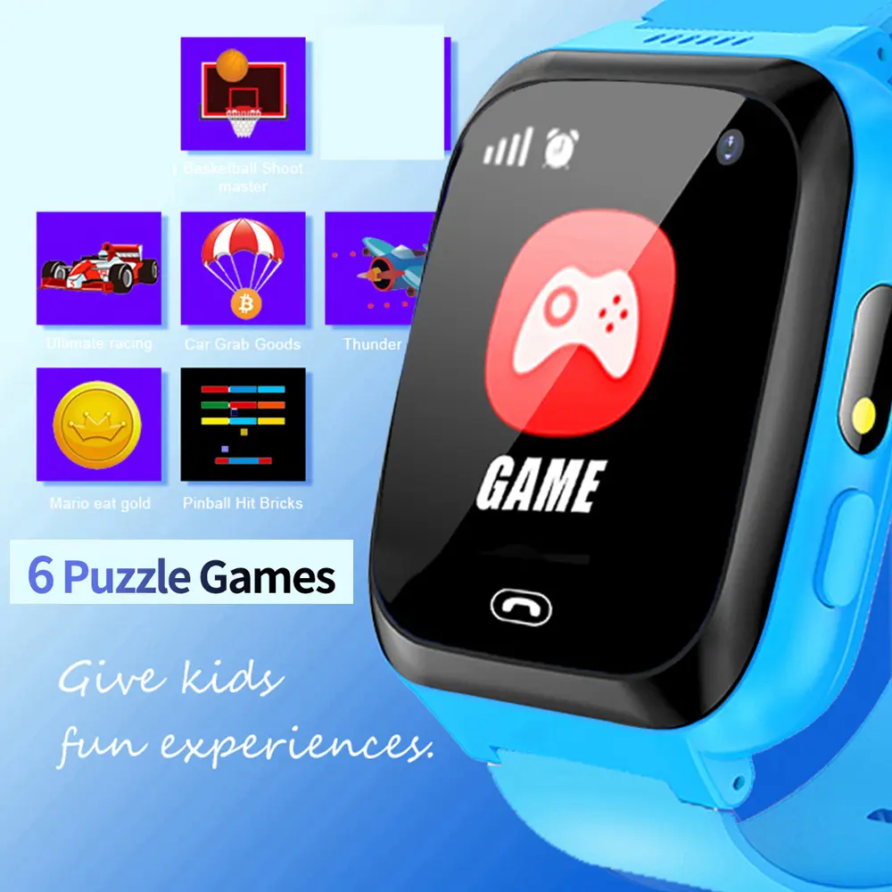 Game Smart Watch Kids Phone Call Music Play Flashlight 6 Games With SD Card Smartwatch Clock For Boys Girls Gifts