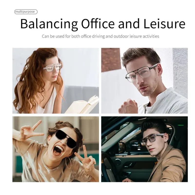 Smart Audio Glasses Color-Change Lenses Wireless Bluetooth GS10 Glasses Anti-blue Light Ai Voice Assistant Camera Music Control