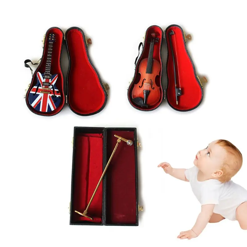 Portable Photography Props Mini Guitar & Violin Musical Instruments for Newborn Baby Gift Little Boys & Girls Photoing