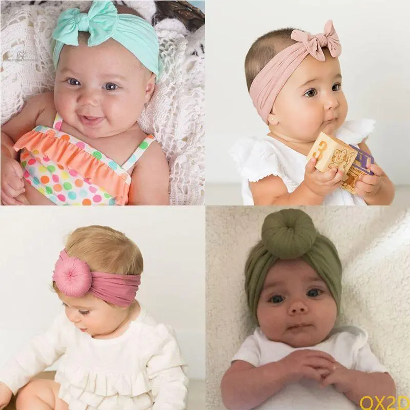 3pcs/Set Nylon Headband Bow Headbands For Kids Girls Hair Girls Turban Hairband