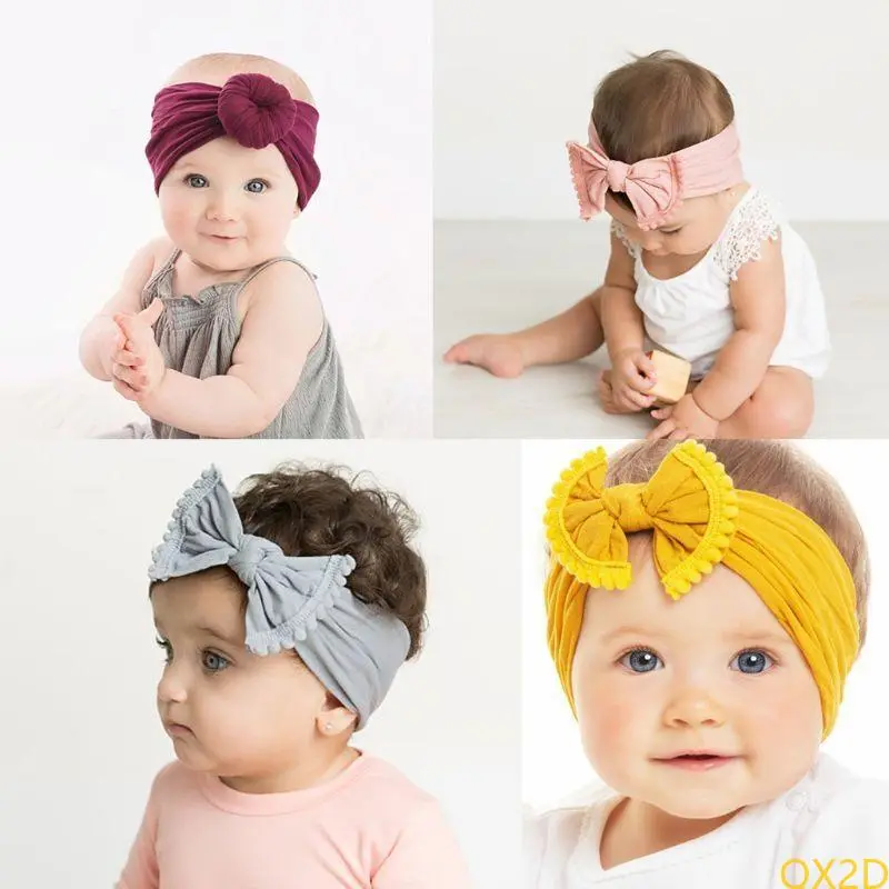 3pcs/Set Nylon Headband Bow Headbands For Kids Girls Hair Girls Turban Hairband