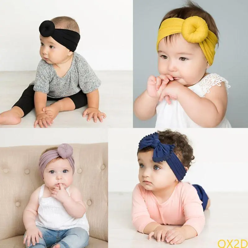3pcs/Set Nylon Headband Bow Headbands For Kids Girls Hair Girls Turban Hairband