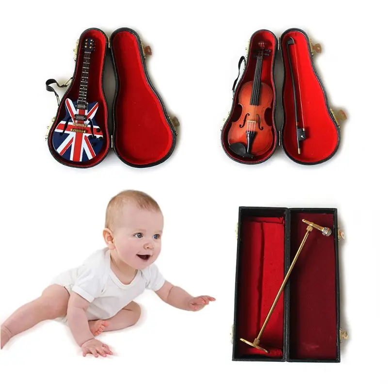 Portable Photography Props Mini Guitar & Violin Musical Instruments for Newborn Baby Gift Little Boys & Girls Photoing