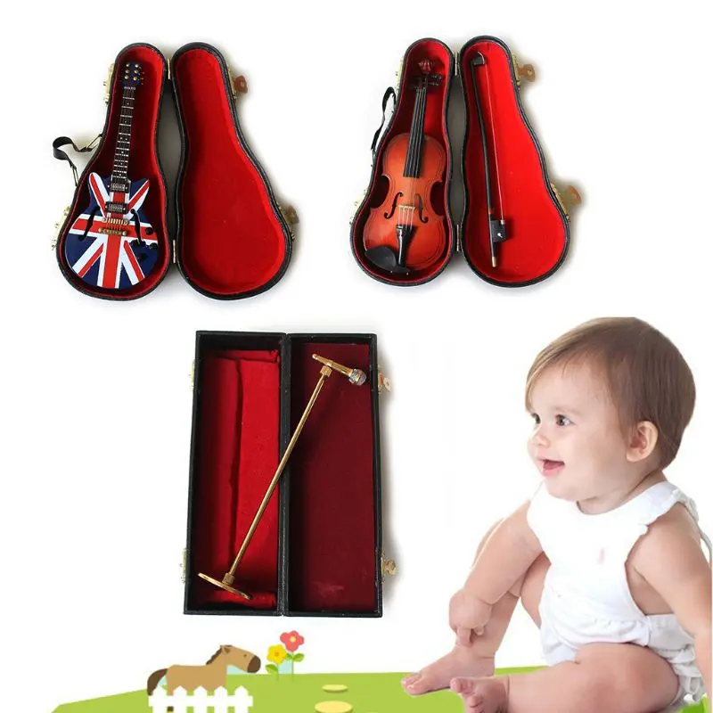 Portable Photography Props Mini Guitar & Violin Musical Instruments for Newborn Baby Gift Little Boys & Girls Photoing