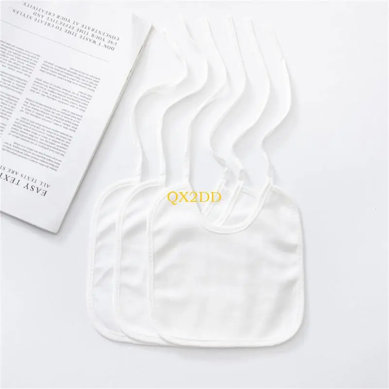 White Cotton Baby Bibs for Painting, Pack of 10pcs Drool Bib Adjustable Strap Burp Cloth Waterproof Saliva Towel Set