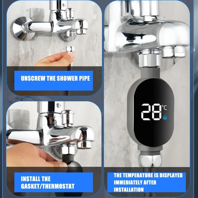 Bath Time Safety Thermograph Feature LED Display Large Screen Instantly Water Temperature Reading Tool for Bathroom