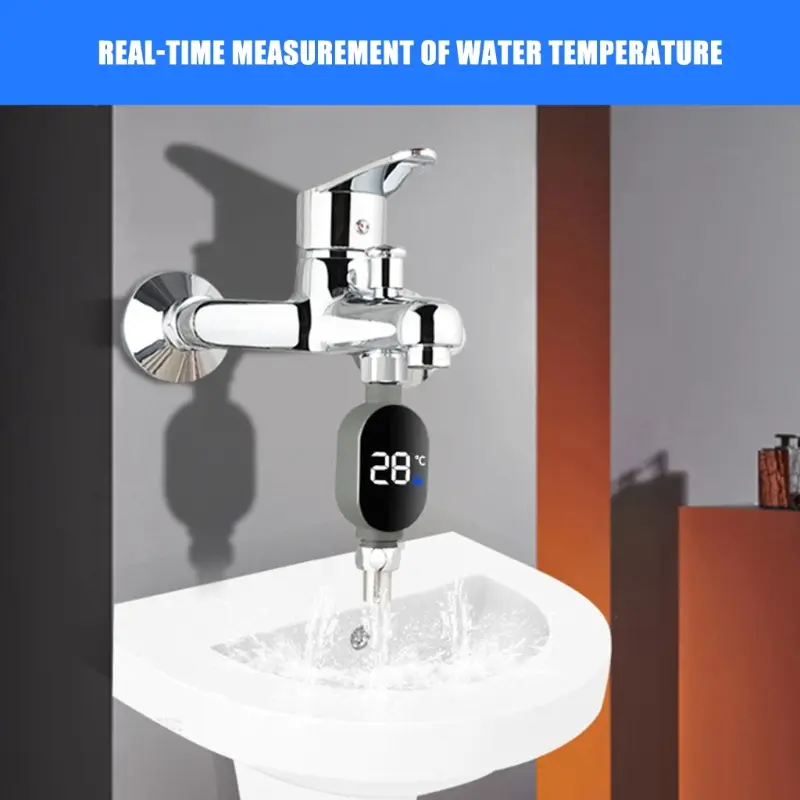 Bath Time Safety Thermograph Feature LED Display Large Screen Instantly Water Temperature Reading Tool for Bathroom