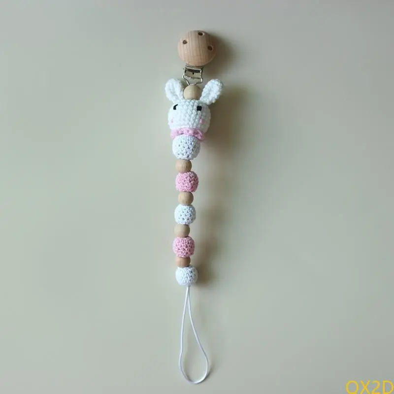 Baby Pram Stroller Hanging Pendant Rattle Pacifier Chain Clip Infants Wooden Teether Bracelet Nursing Chewing