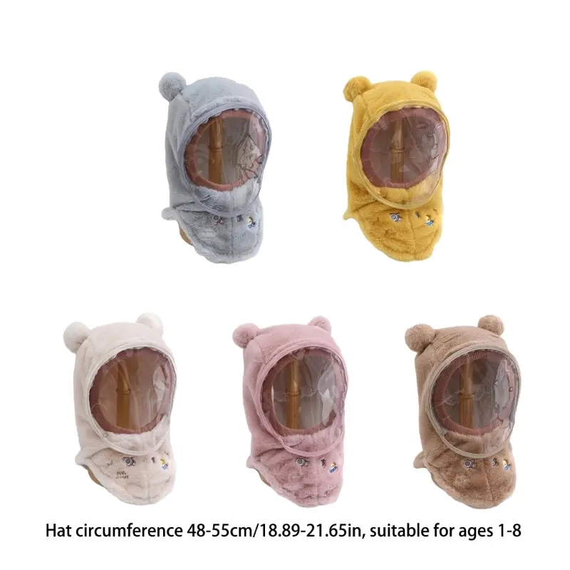 Soft & Warm Children Windproof Hood Mask Ears Kids Windproof Hood Mask Stylish Baby Hat Polyester for Boys Girls