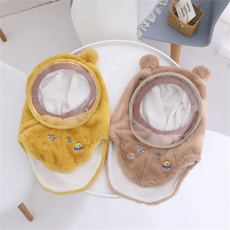 Soft & Warm Children Windproof Hood Mask Ears Kids Windproof Hood Mask Stylish Baby Hat Polyester for Boys Girls