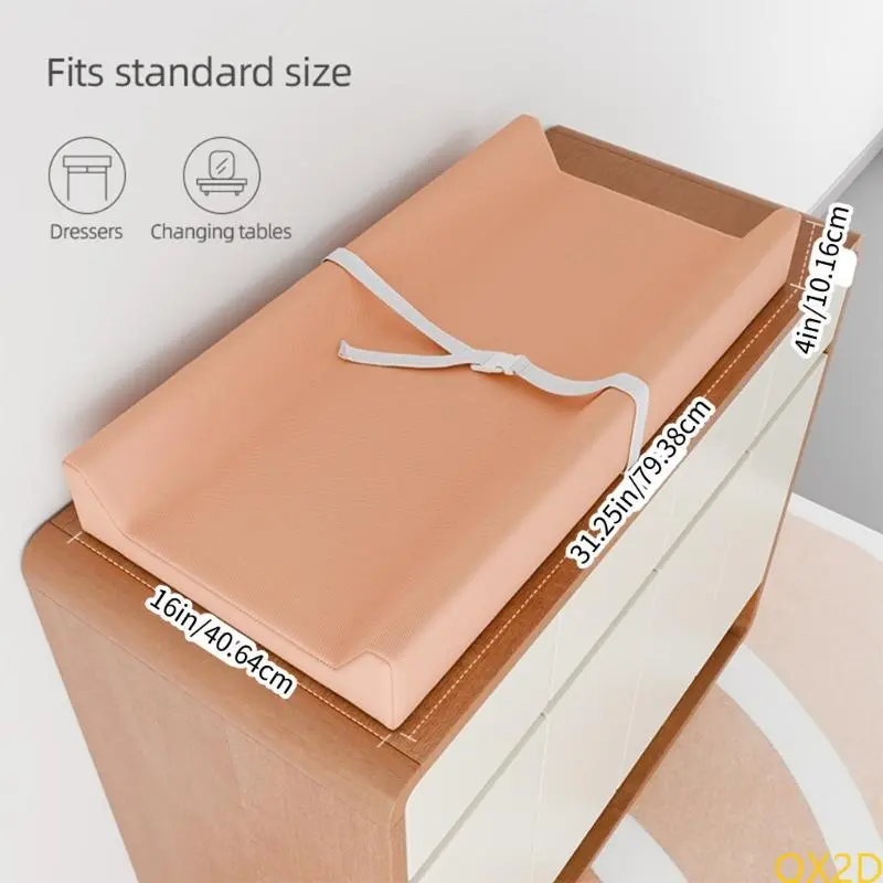 Baby Diaper Changing Pad PU Leather Diaper Changer Mat with Fixing Belt Water Proofing Design for Dressers