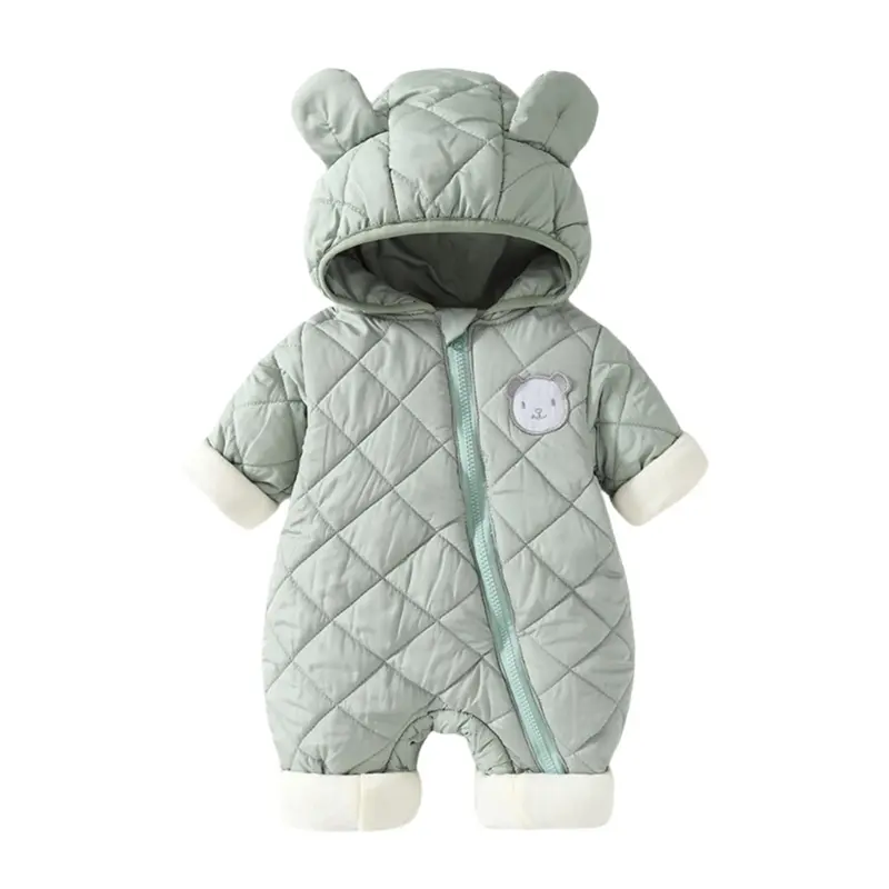 Baby Winter Clothes Newborns Girls Boys Jumpsuit with Soft Interrior, Thick Warm Outdoor Romper Solid Color Long Sleeve