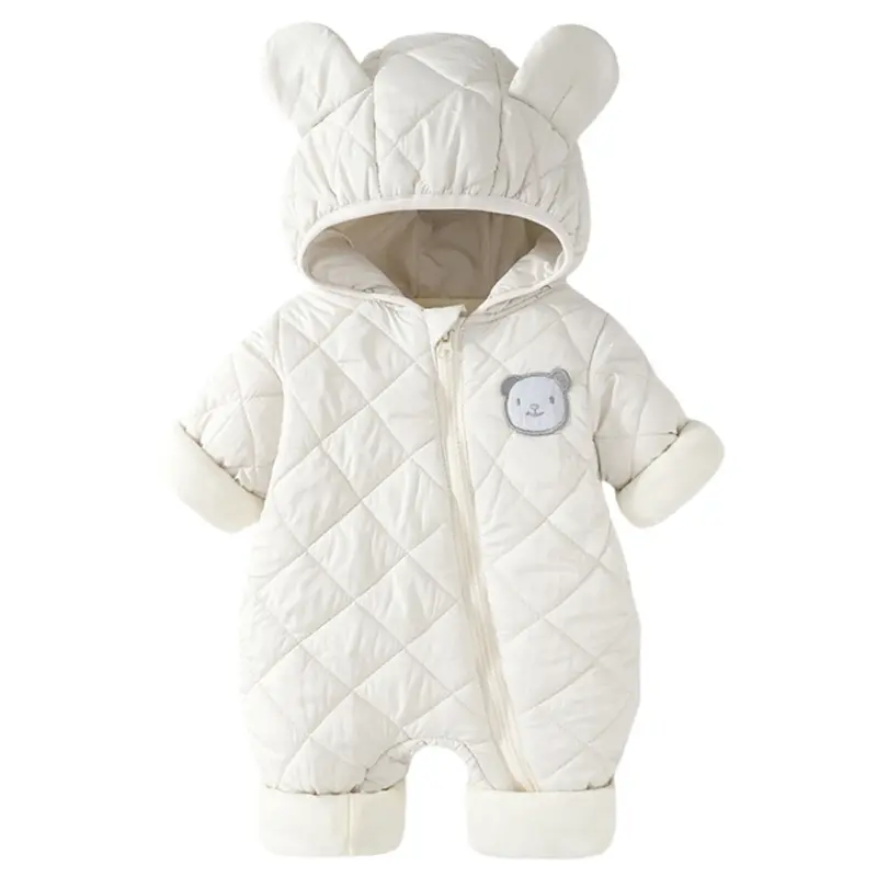 Baby Winter Clothes Newborns Girls Boys Jumpsuit with Soft Interrior, Thick Warm Outdoor Romper Solid Color Long Sleeve