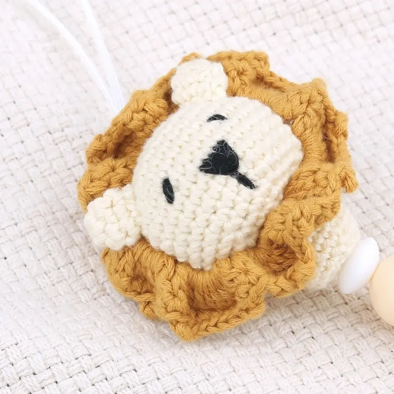 Nursing Dummy Clip Teething Bead Crochet Lion Pacifier Clip Anti-Lost Teether Chain Baby Chewing Toy Clothes Decors Dropshipping