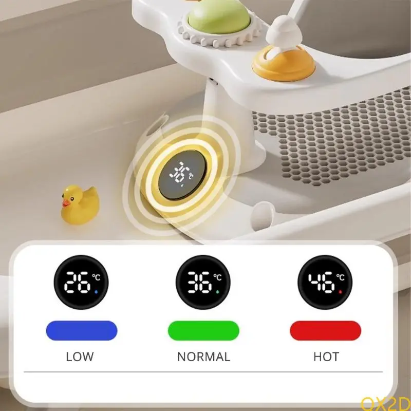 Bathtub Temperature Display for Sit-Up Bathing Provides Backrest Support